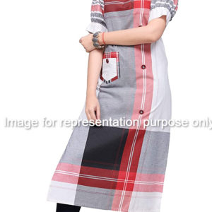 Fashion Sleeve & Block Check Design Stitching