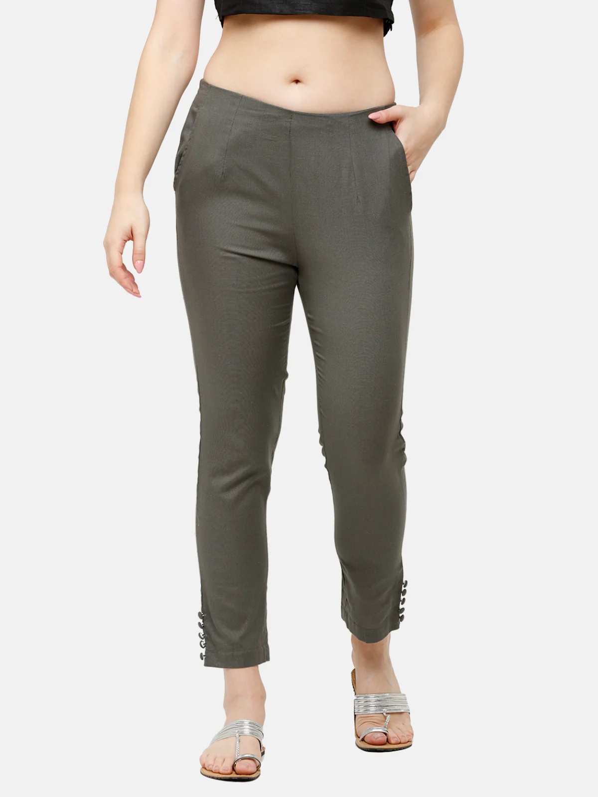 Solid Cotton Stretch Pant